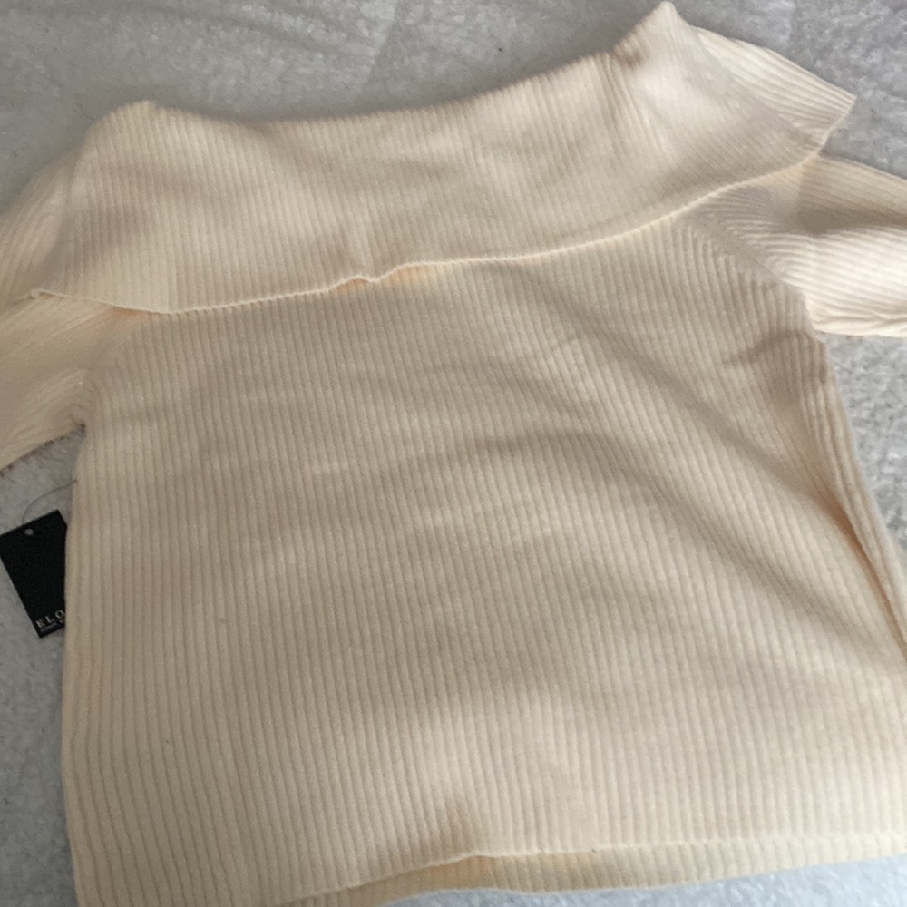 Eloquii Cream Ribbed Sweater - Picture 6 of 8